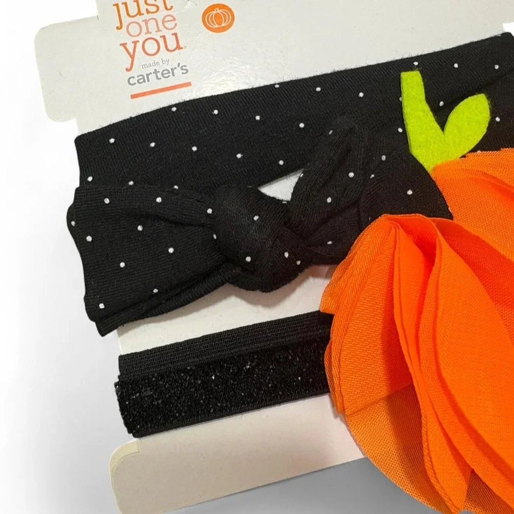 Baby Girl Halloween Headband Duo Spooky Cute Pumpkin Patch Fall Accessories